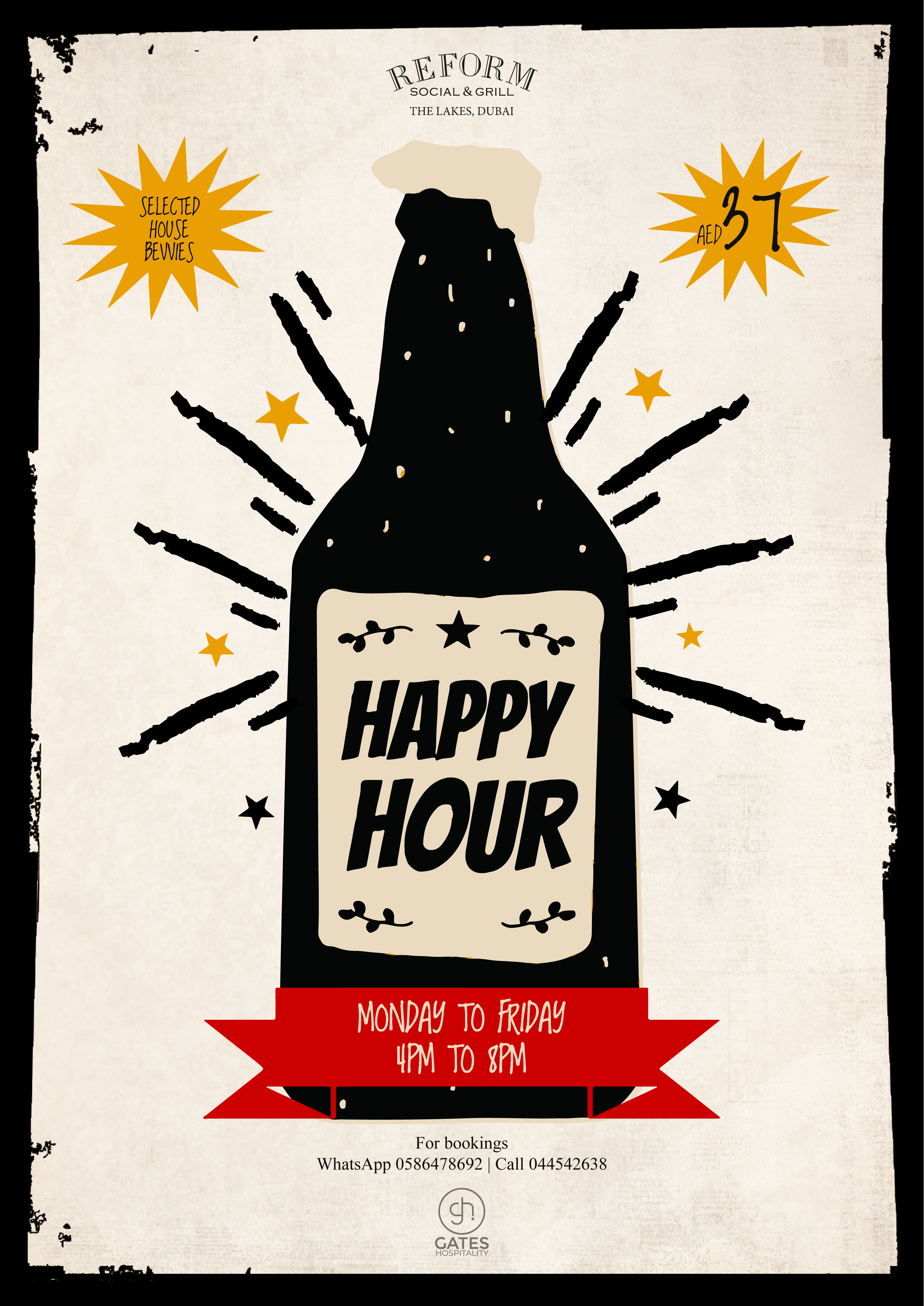 Happy Hour at Reform Social & Grill, Monday to Friday 4pm to 8pm