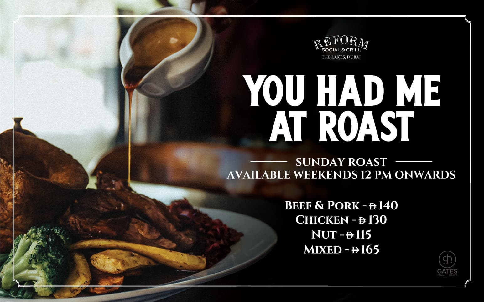 Weekend roast with Yorkshire puddings at Reform Social & Grill